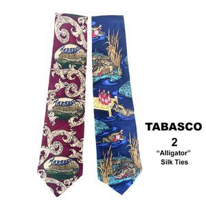 2 Tabasco Silk Ties Alligators - EUC